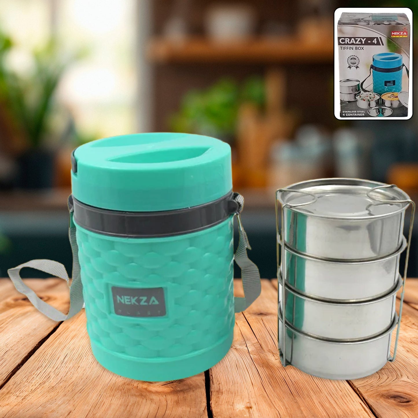 Double Wall Insulated Tiffin with Handle (1 Pc): Stackable, Hot Food Container