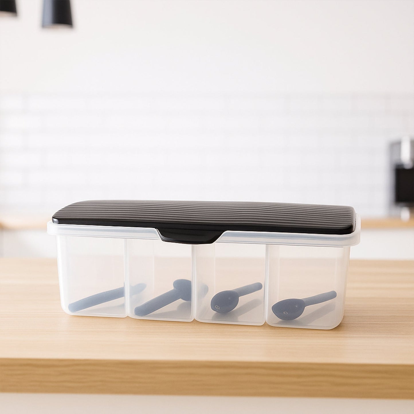 Kitchen Multipurpose Air-tight 4 Sections Storage Containers / Masala Box (1 Set)