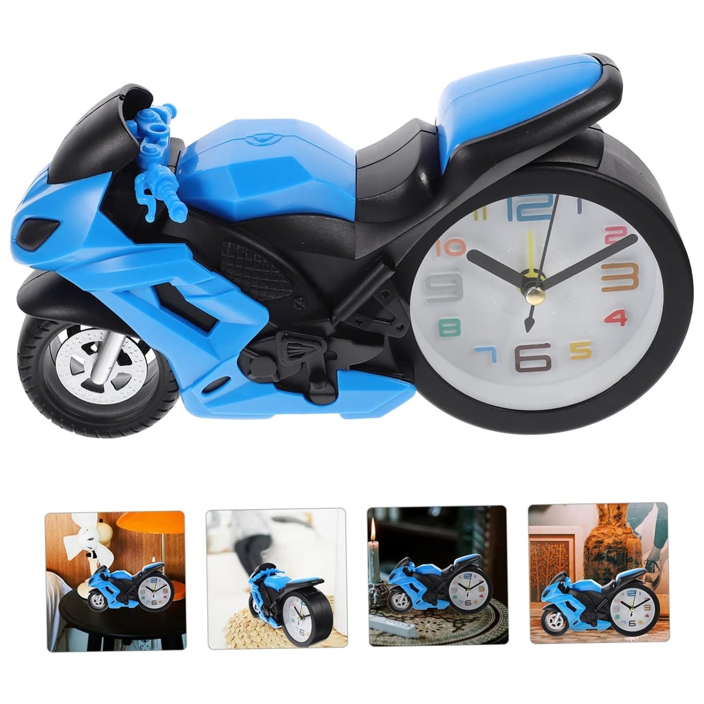 Retro Motorcycle Alarm Clock – Novelty Bike Engine Style Desk Clock