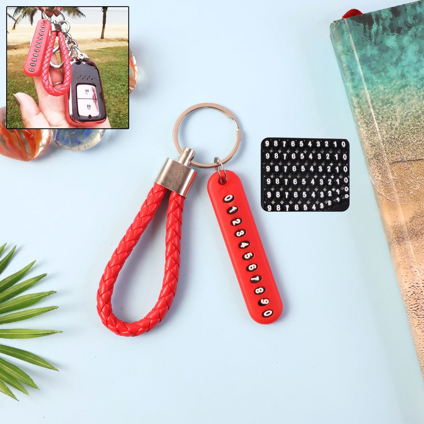 Anti-Lost Keychain with Number Plate – 1 Pc