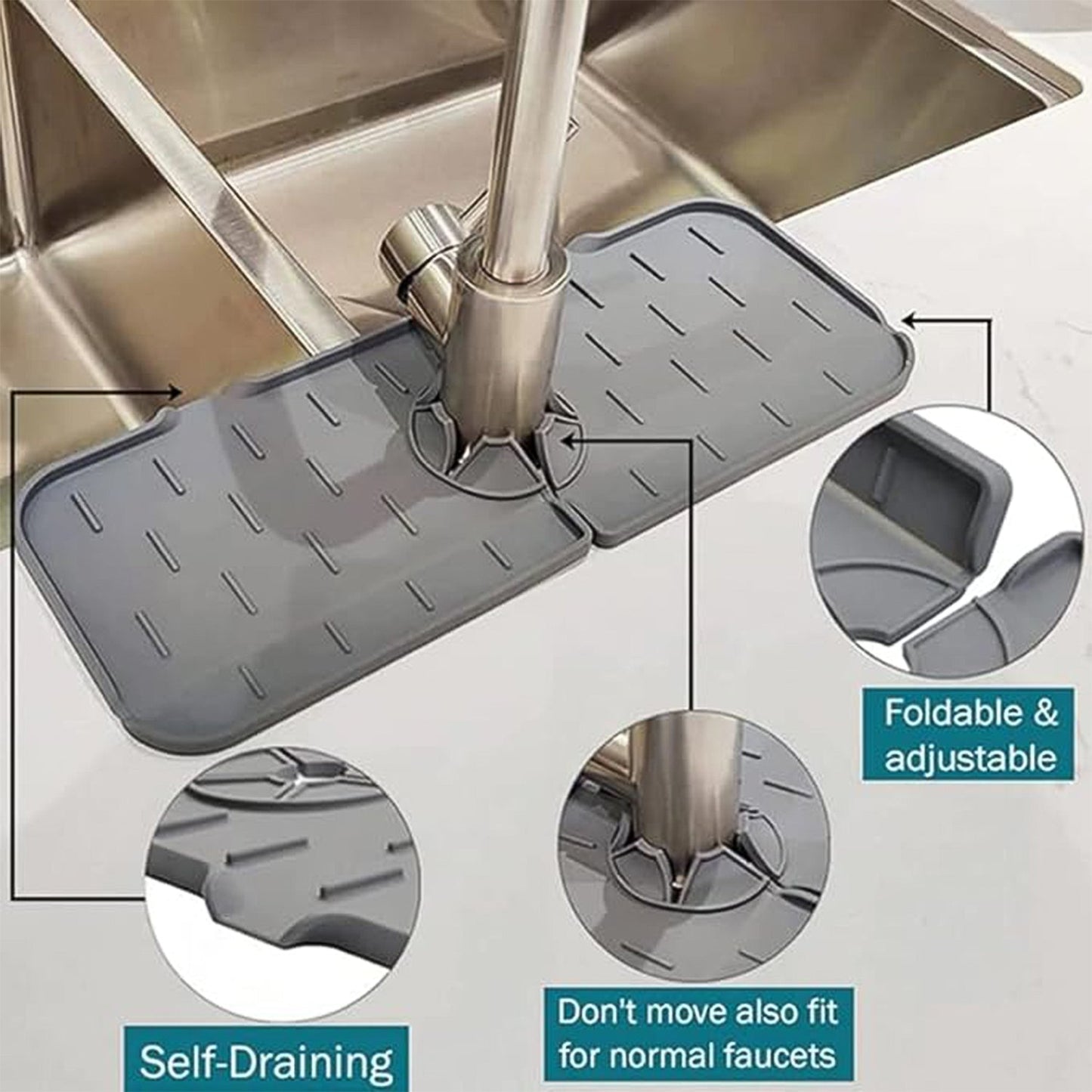 Silicone Sink Faucet Pad / Mat (1 Pc / 33x12 Cm)