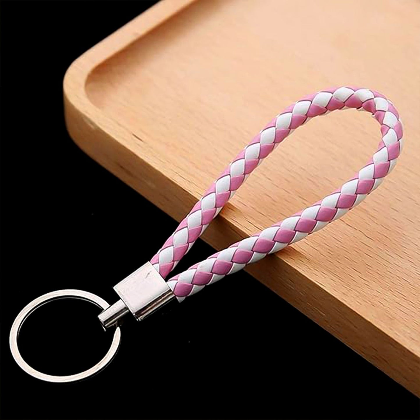 Leather Style Keychain with Metal Ring - (1 Pc)