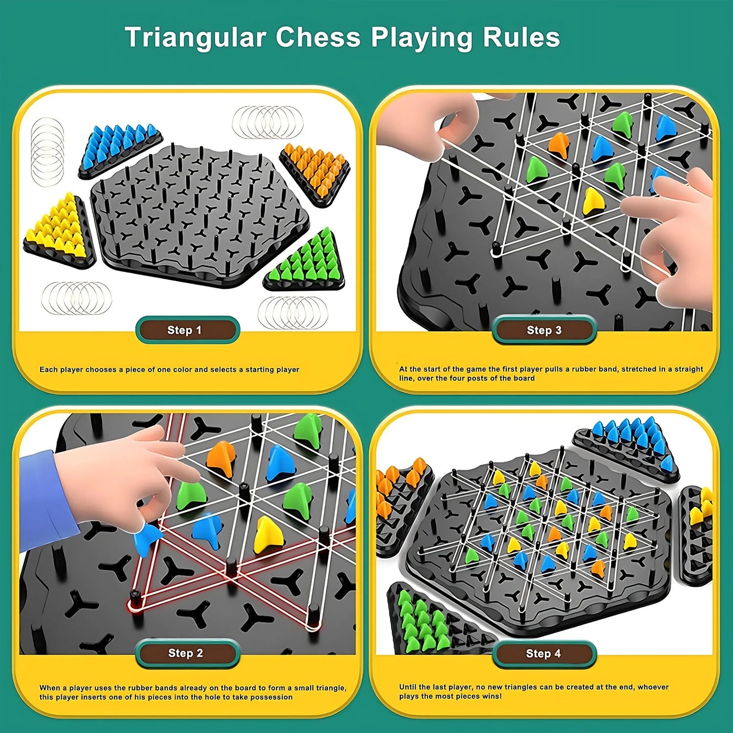 Strategic Triangle Color Matching Puzzle Board Game for Kids & Family