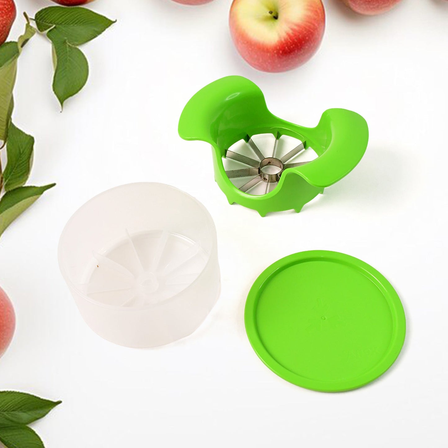Apex Apple Cutter with Container – Unbreakable ABS Body & Stainless Steel Blades