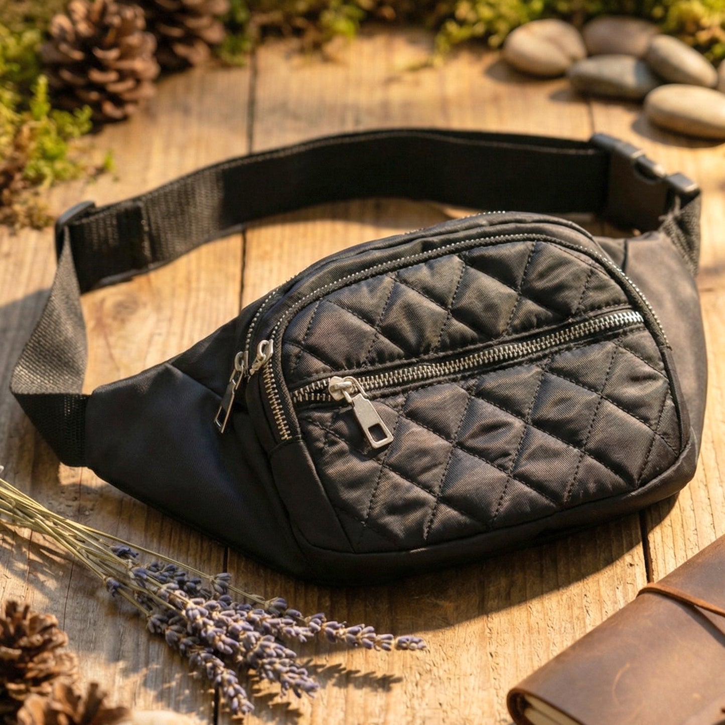 Compact waist belt bag for essentials
