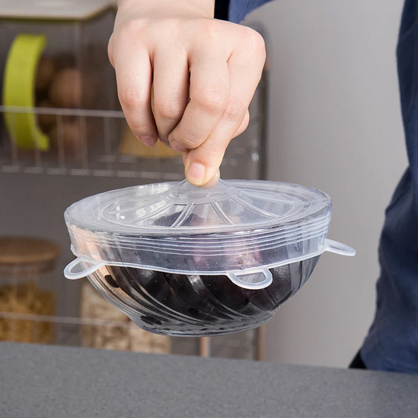 Silicone Stretch Lids, Microwave & Freezer Safe Food Covers (6 Pcs Set /95 Gm )