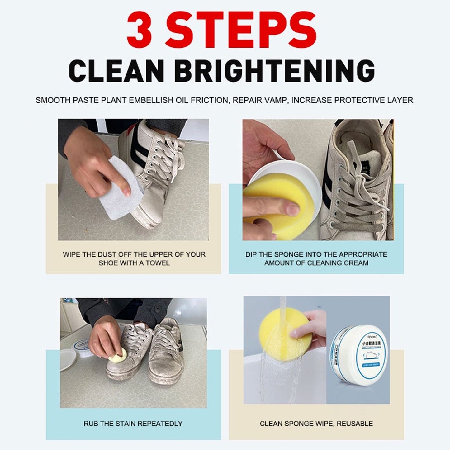 Shoe Polish Stain Remover Cleansing Cream for Sneakers & Leather