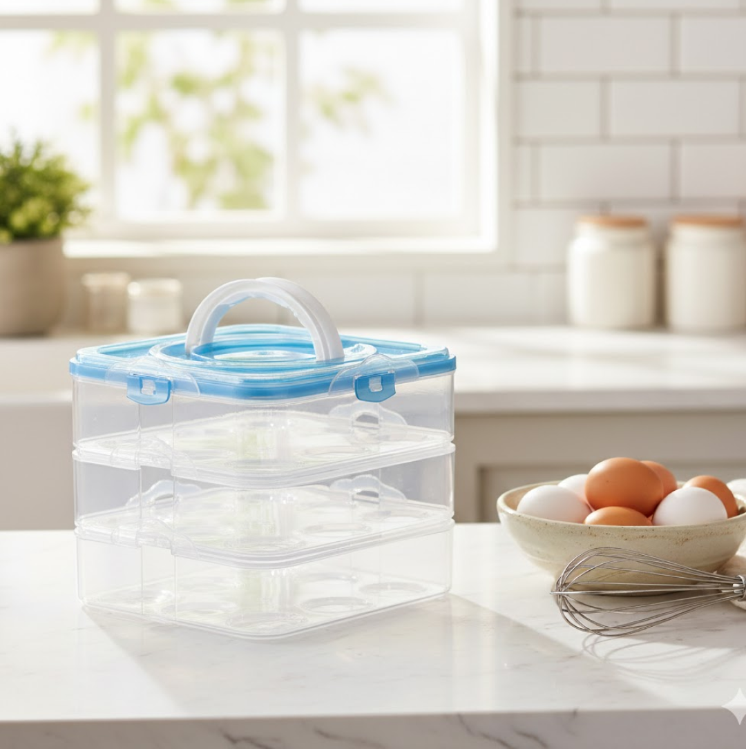 3-Layer Plastic Refrigerator Egg Storage Box (36 Grid)