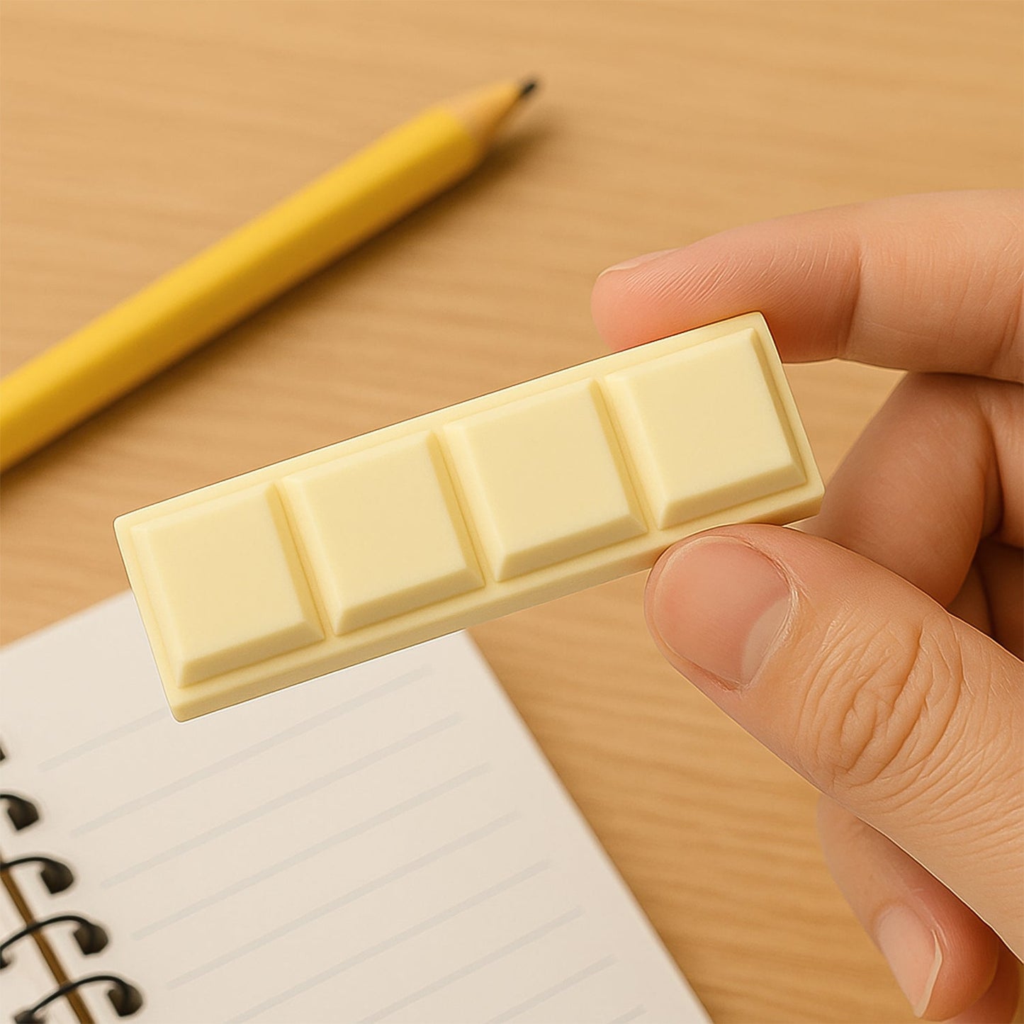 3D Chocolate Shaped Soft Pencil Erasers for Kids School Rewards (1 Pc 4 Grid)