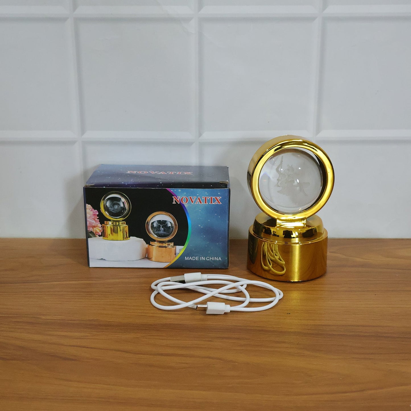 3D Religious Design Crystal Ball LED Night Lamp (1 Pc)