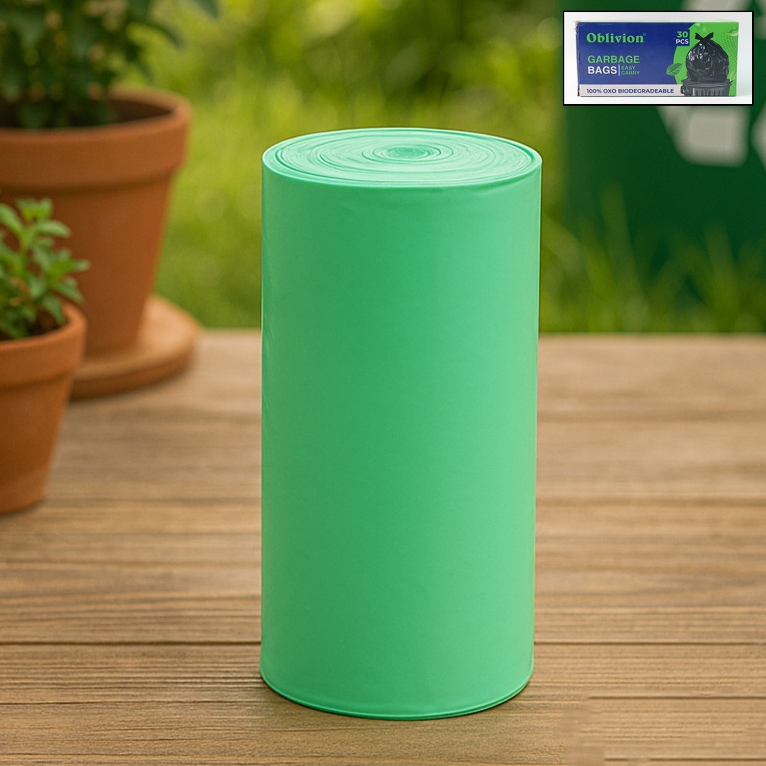 Sustainable Corn Starch Green Garbage Sacks