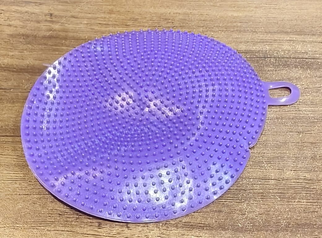 Purple Silicone Dish Scrubber Sponge Mildew Free, Non Stick, Heat Resistant