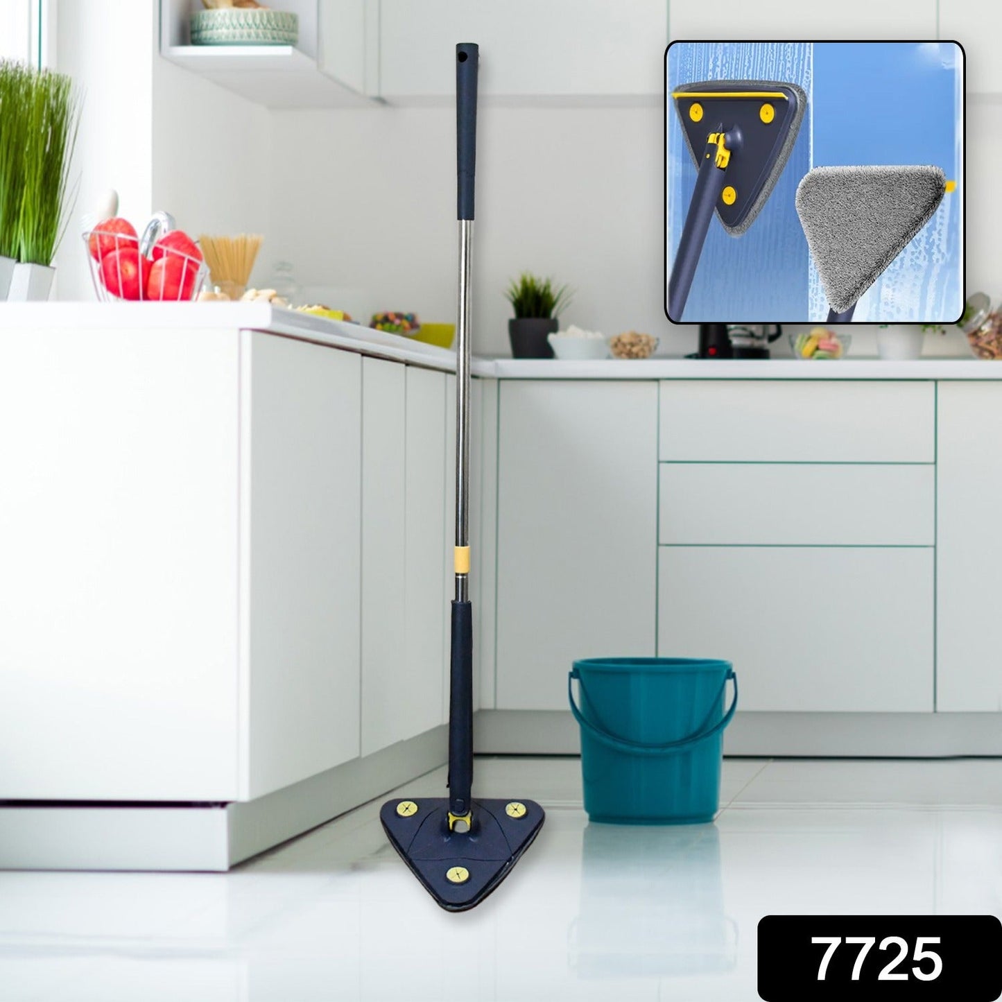 Rotatable Adjustable Triangle Cleaning Mop Triangle Mop with Long Handle(1 Pc)