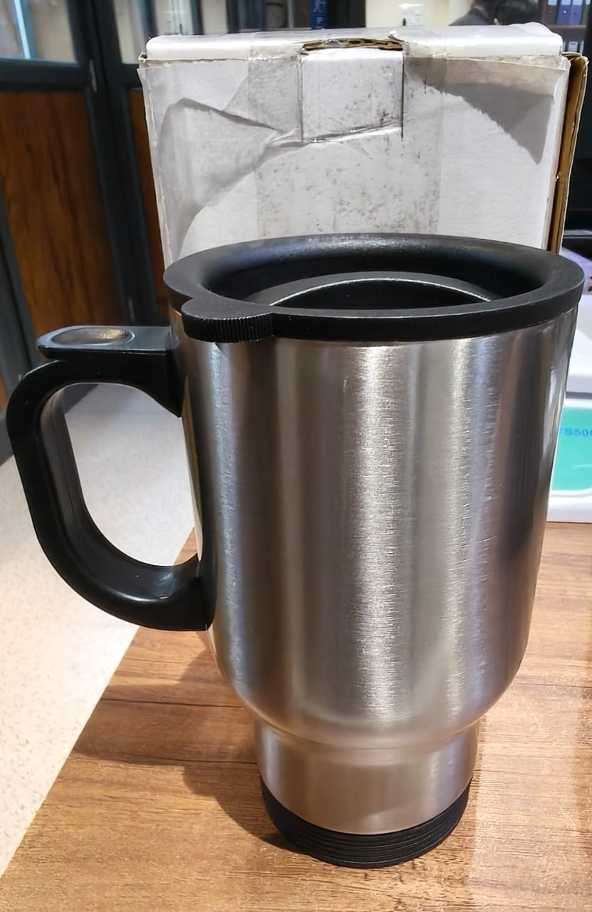 Stainless Steel Vacuum Glass Insulated Glass Coffee Cups, Tumbler (With Lid & Handle / 1 pc)